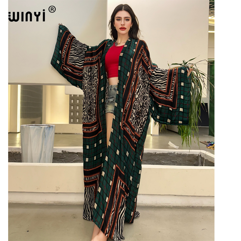 Boho Summer Beach Maxi Dress - Winyi quimono sexy verão 2025 mulher