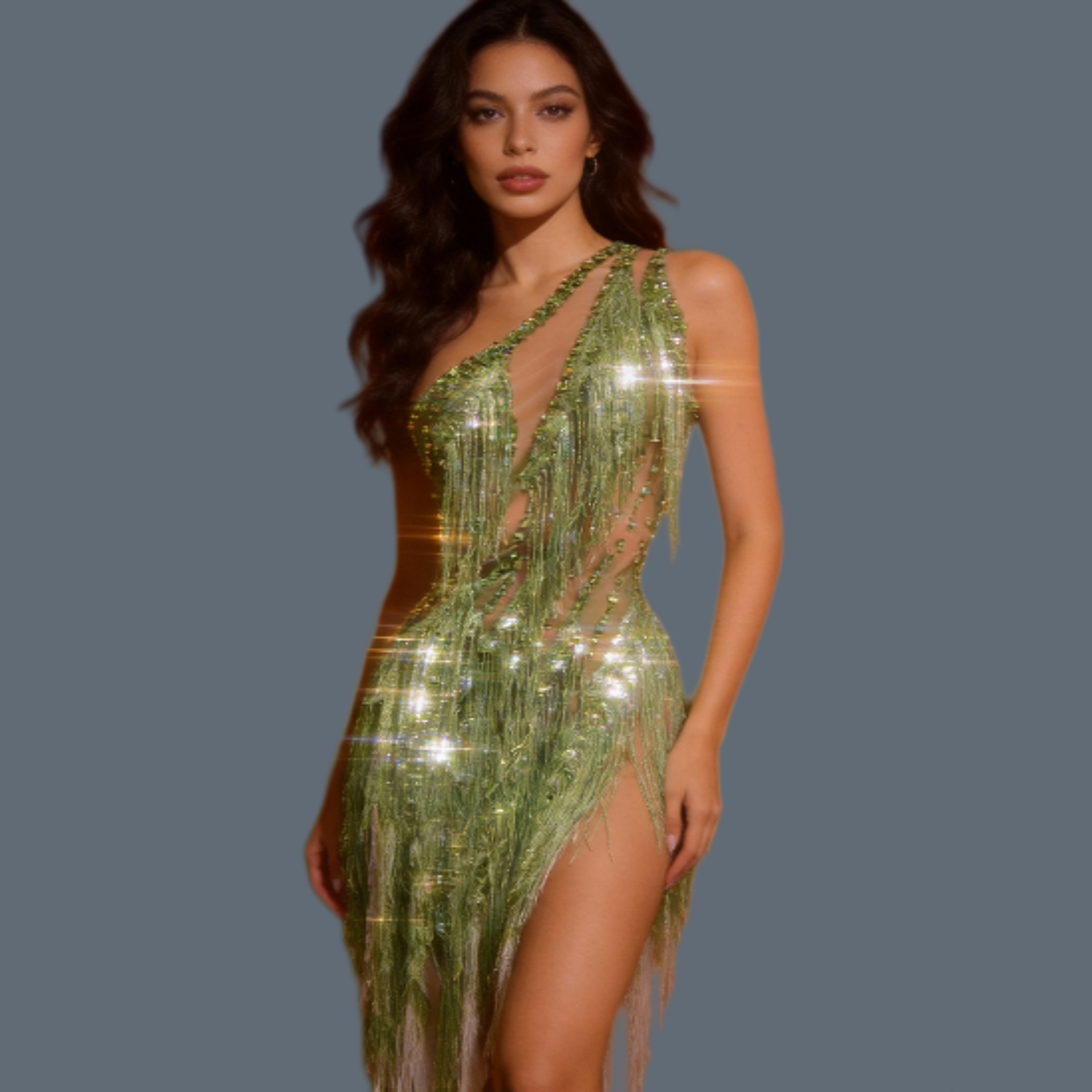 Sparkly Rhinestone Club Party Dress - Vestido Mini Sexy para Mulheres com