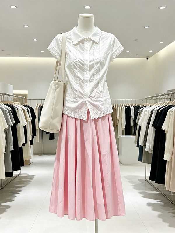Korean Style A Line Shirt Dress - Conjunto Elegante Feminino Plus Size: Camisa