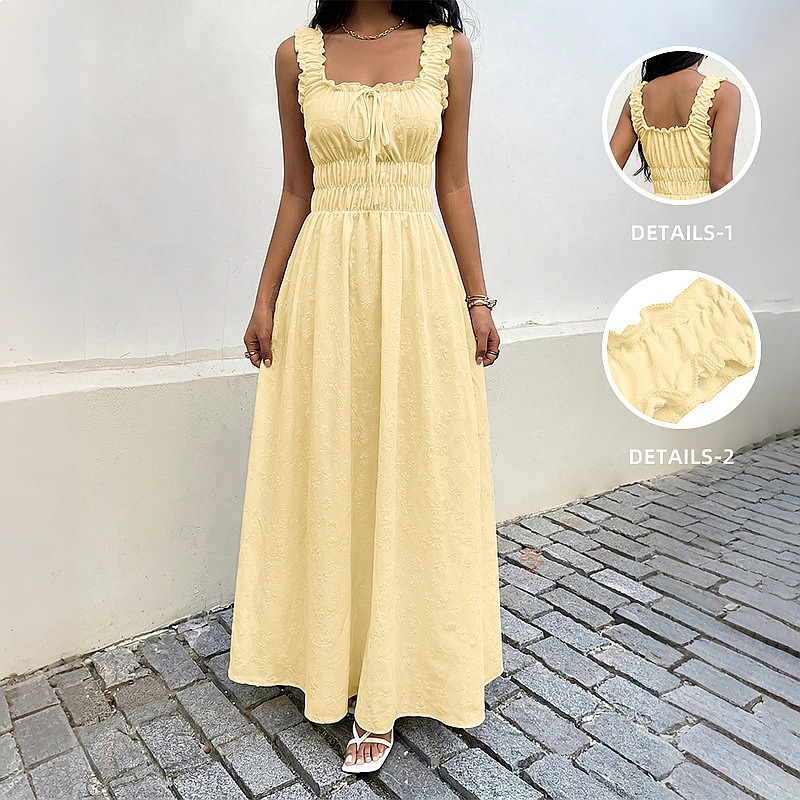 Boho Summer Beach Maxi Dress - Vestido de Verão Sem Mangas com