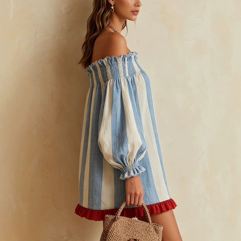Vestido Feminino 2026 Ombro a  - Off Shoulder Puff Sleeve Sundress avaliação e preço