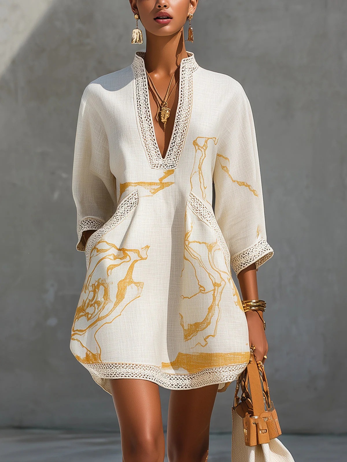 Vestido Mini Elegante para Mul - French Vintage Floral Midi Dress avaliação e preço