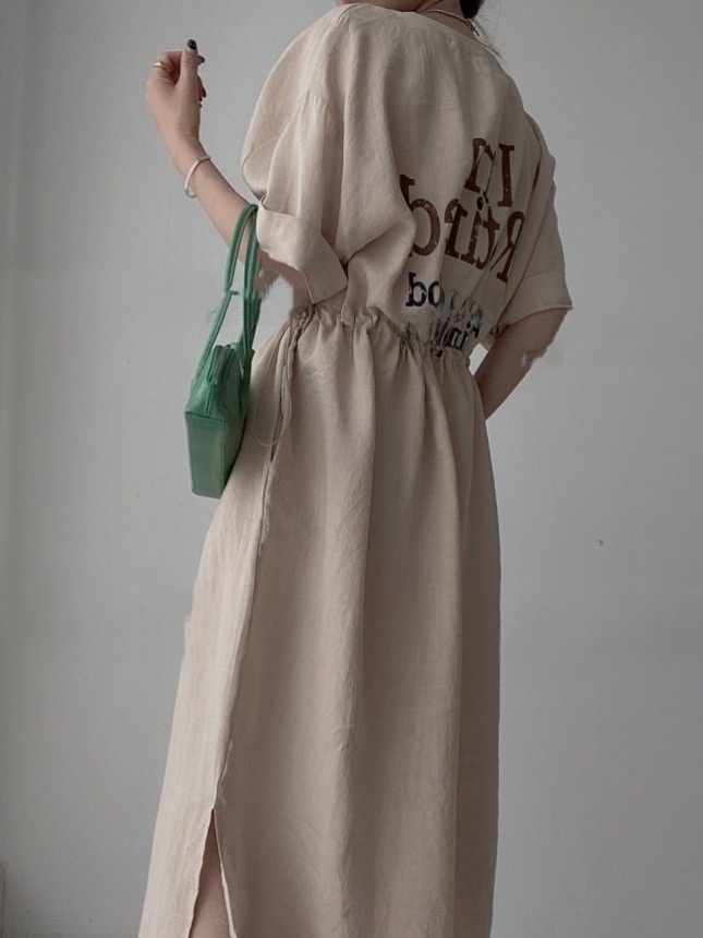 Vestido Casual Chic de Verão c - Korean Style A Line Shirt Dress avaliação e preço