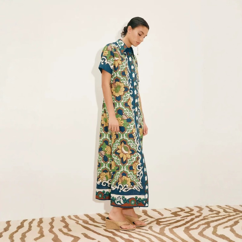 Outono 2026, Novo Vestido Cami - Casual Loose Linen Shirt Dress avaliação e preço