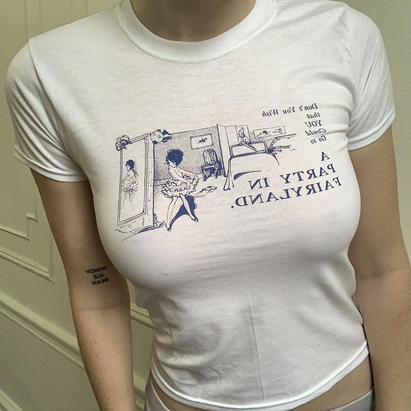 Camiseta de manga curta para m - Y2K Graphic Baby Tee Crop avaliação e preço
