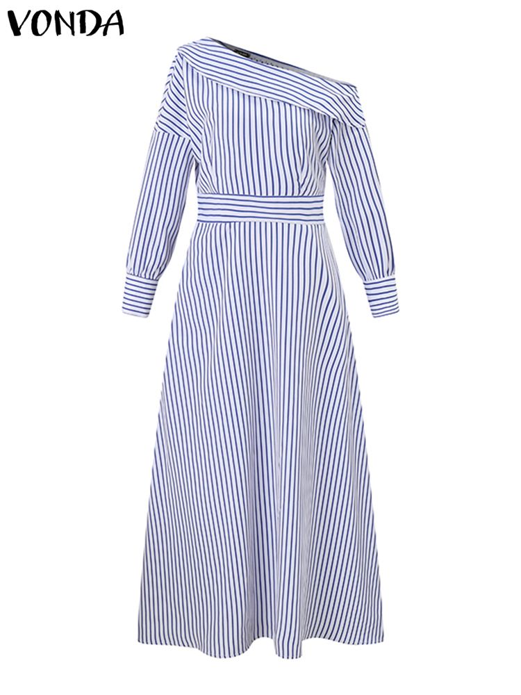 Vonda-elegante vestido maxi li - Off Shoulder Puff Sleeve Sundress avaliação e preço