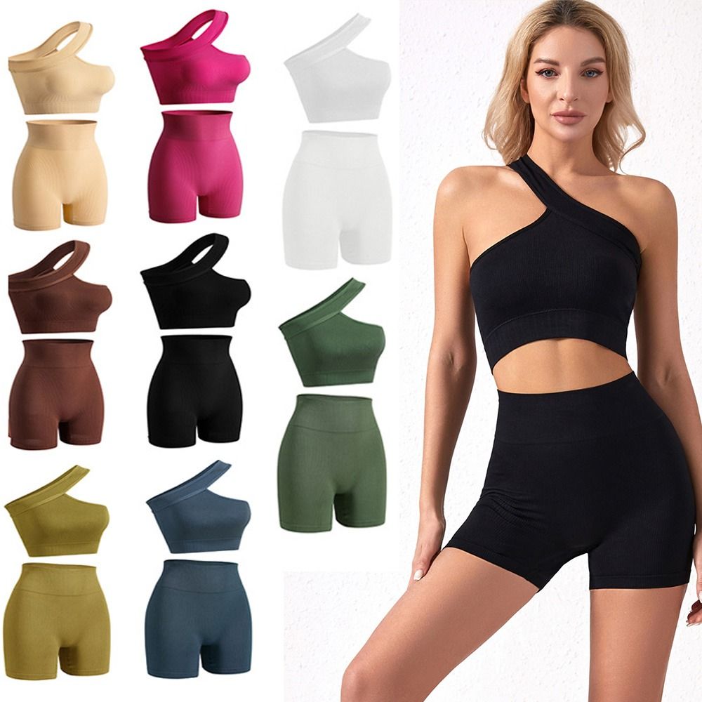 Conjunto de 2 Peças Casual Sem - Seamless Ribbed Workout Tank Top avaliação e preço