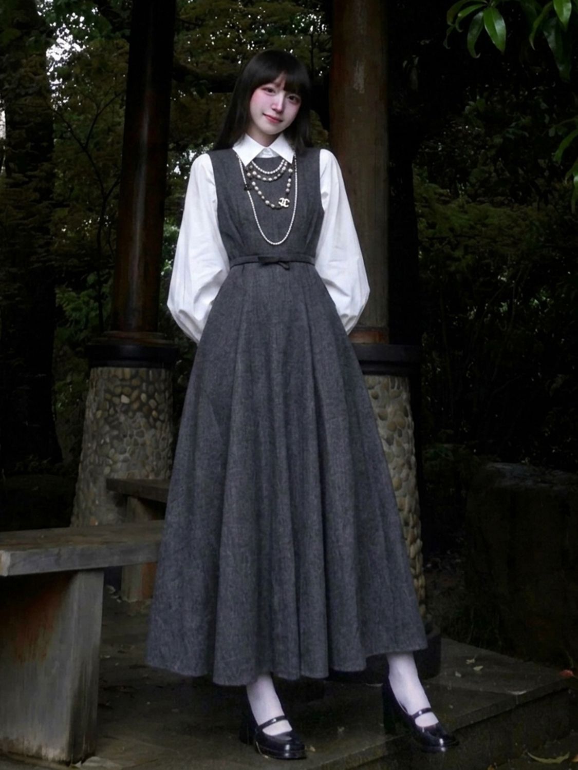 Conjunto de Vestido Estilo Hep - Korean Style A Line Shirt Dress avaliação e preço