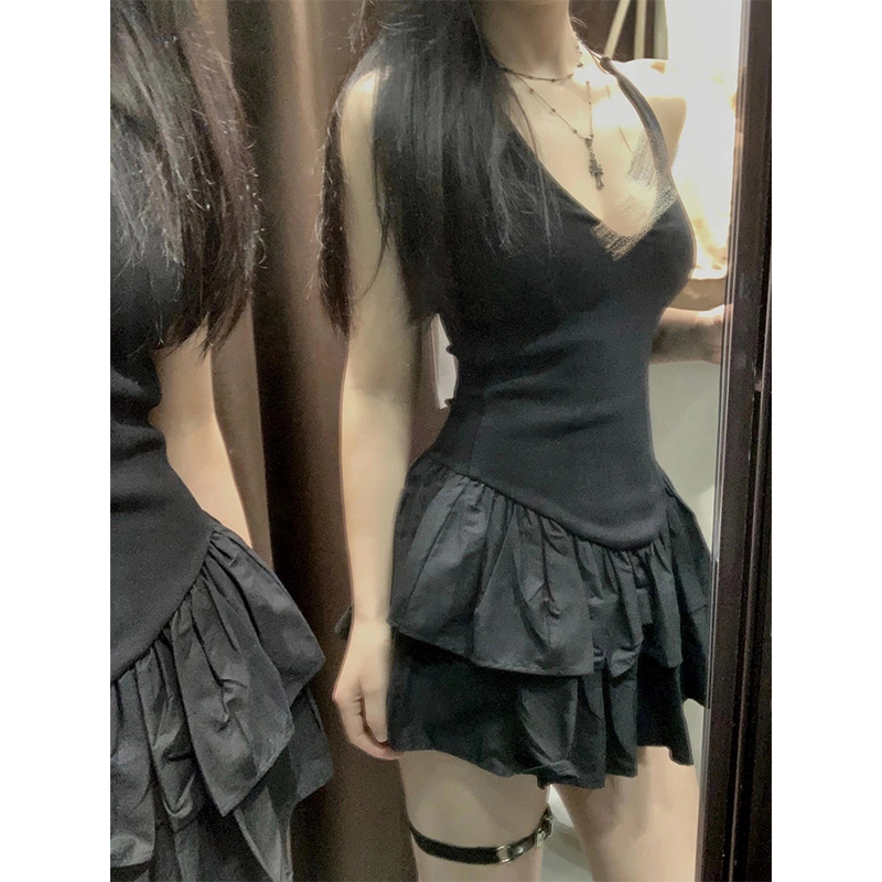 Mexzt y2k preto mini vestido f - Y2K Backless Halter Mini Dress avaliação e preço