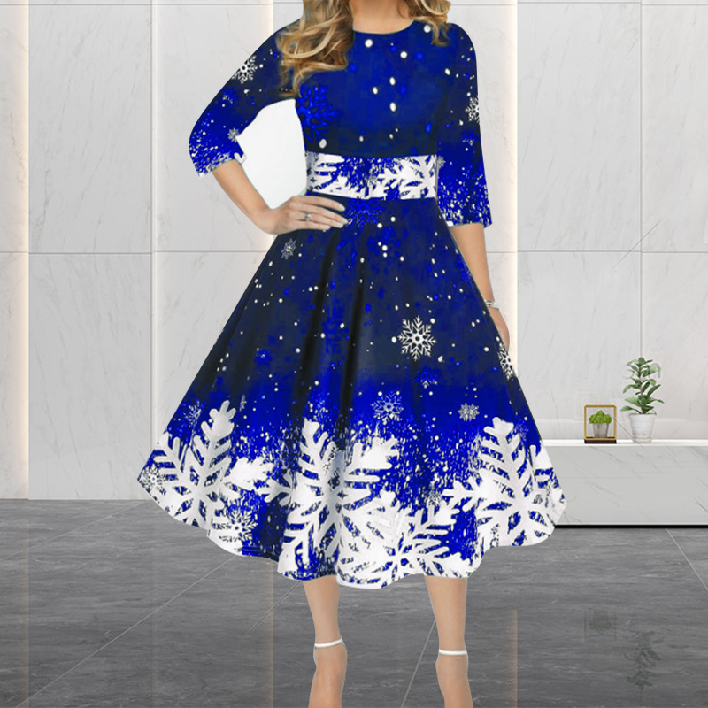 Vestidos de Natal de inverno f - French Vintage Floral Midi Dress avaliação e preço