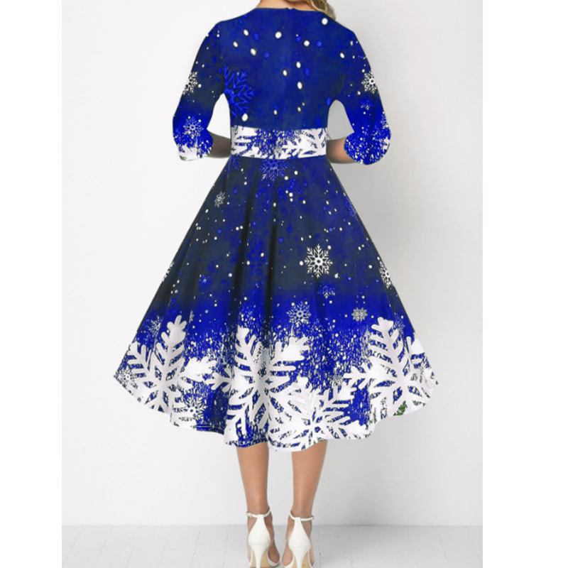 Vestidos de Natal de inverno f - French Vintage Floral Midi Dress avaliação e preço