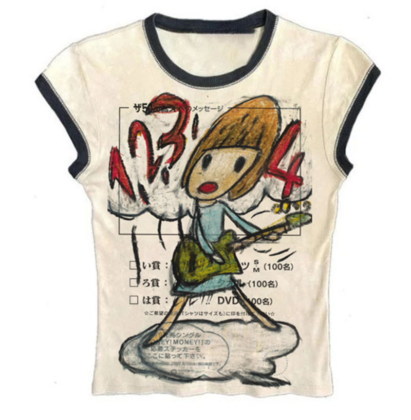 Y2k coreano roupas populares e - Y2K Graphic Baby Tee Crop avaliação e preço