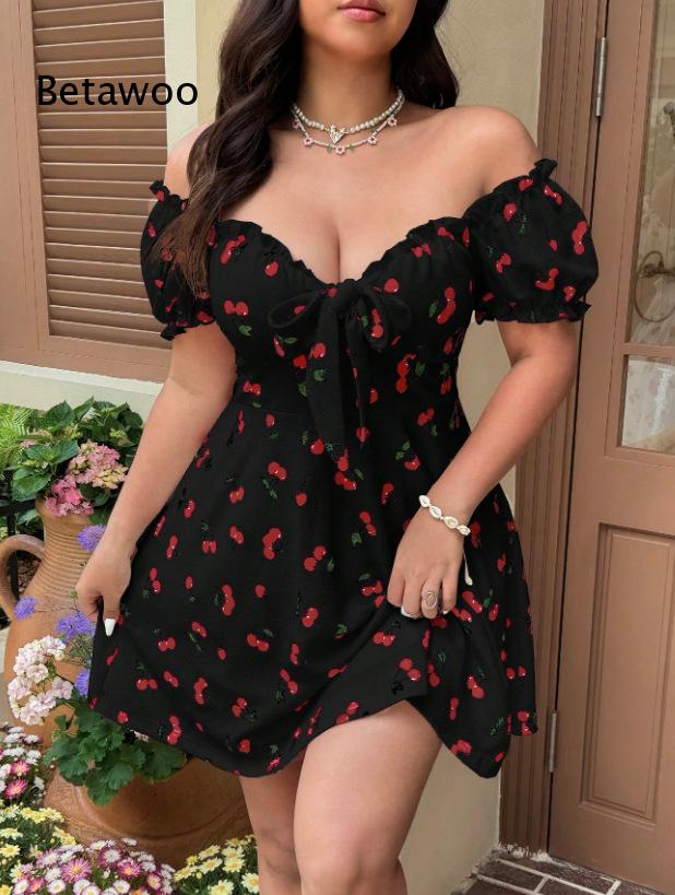 Vestido Mini Floral com Ombros - Off Shoulder Puff Sleeve Sundress avaliação e preço