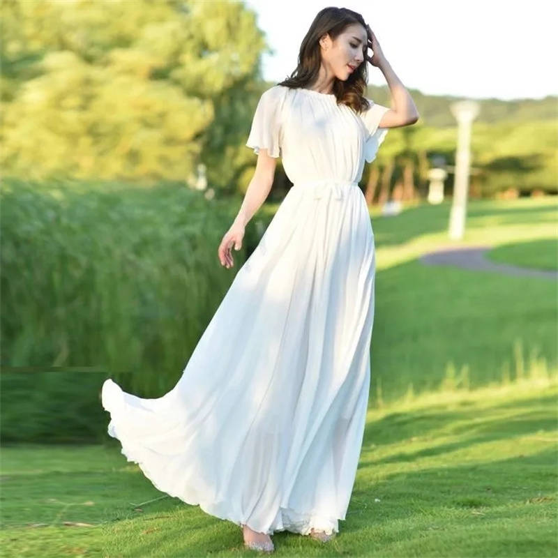 Vestido de praia de chiffon ex - French Vintage Floral Midi Dress avaliação e preço