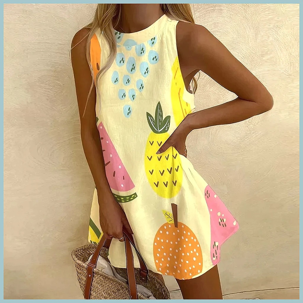 Vestido Sem Mangas com Estampa - Dresses avaliação e preço