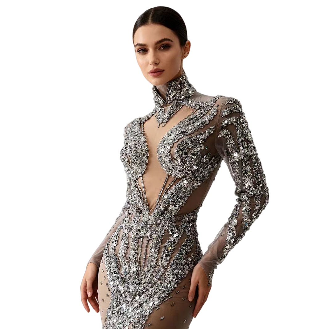 Prata brilhante lantejoulas ve - Sparkly Rhinestone Club Party Dress avaliação e preço