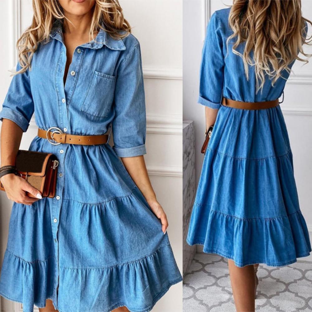 Vestido Jeans com Manga Três Q - French Vintage Floral Midi Dress avaliação e preço