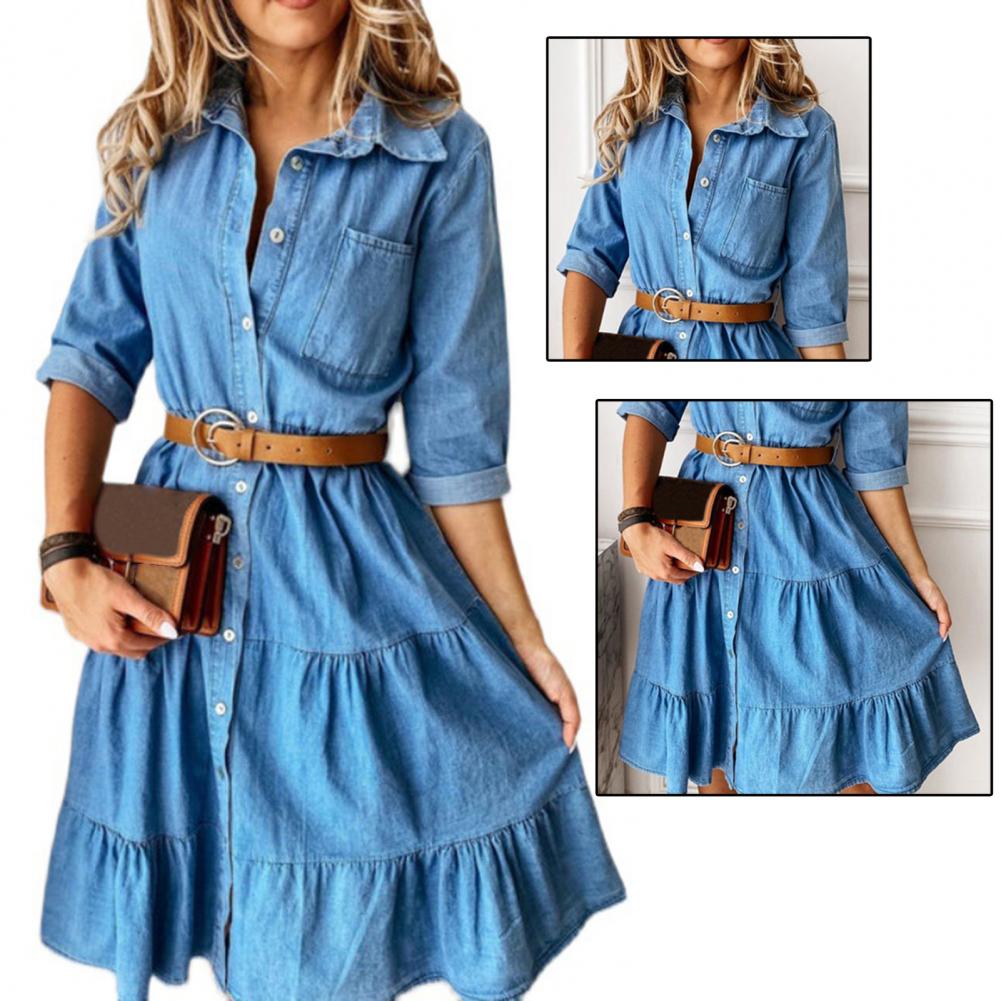 Vestido Jeans com Manga Três Q - French Vintage Floral Midi Dress avaliação e preço