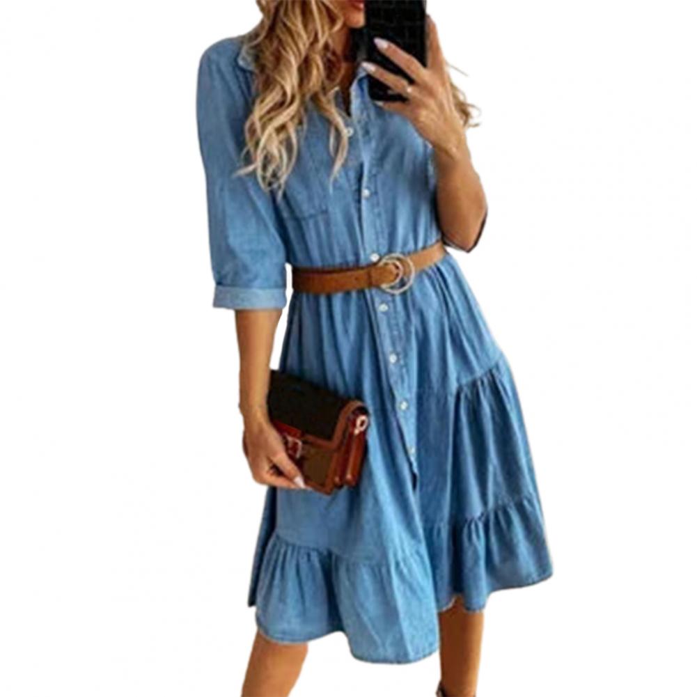Vestido Jeans com Manga Três Q - French Vintage Floral Midi Dress avaliação e preço