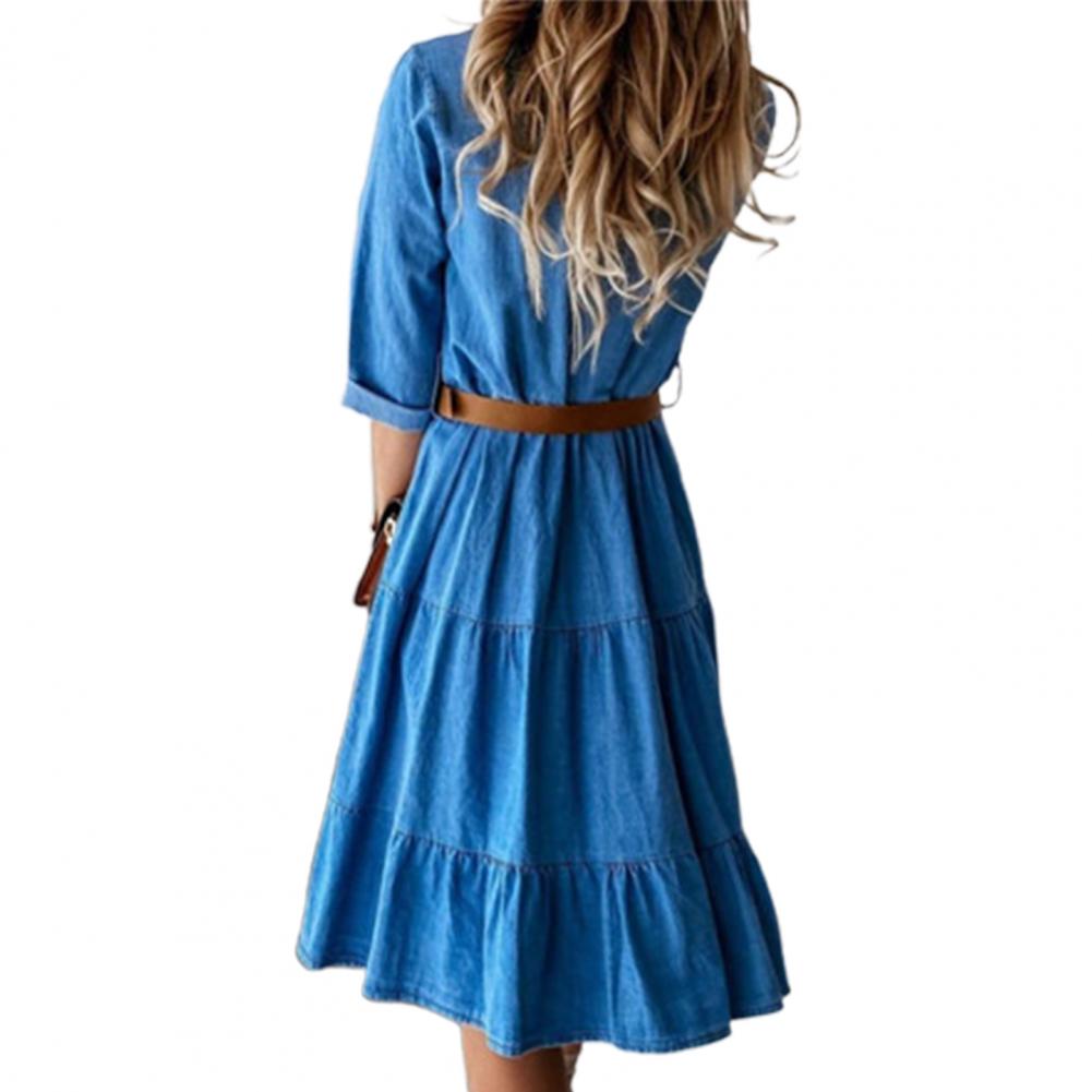 Vestido Jeans com Manga Três Q - French Vintage Floral Midi Dress avaliação e preço