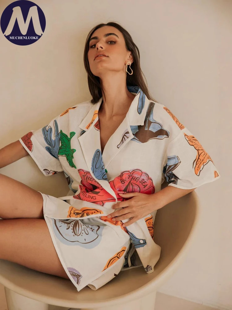 Conjuntos de duas peças de ver - Casual Loose Linen Shirt Dress avaliação e preço
