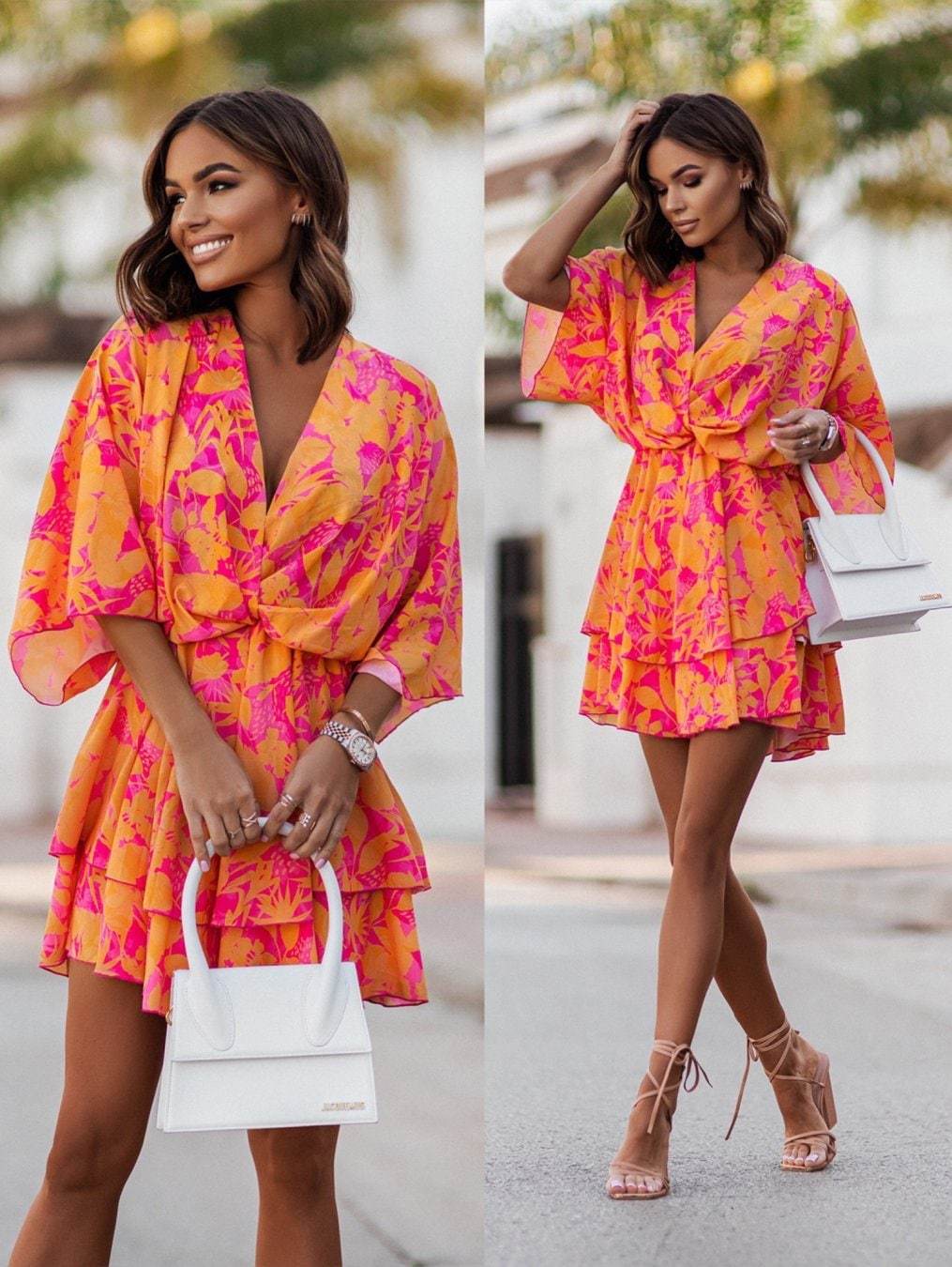2024 novo verão feminino mini  - French Vintage Floral Midi Dress avaliação e preço